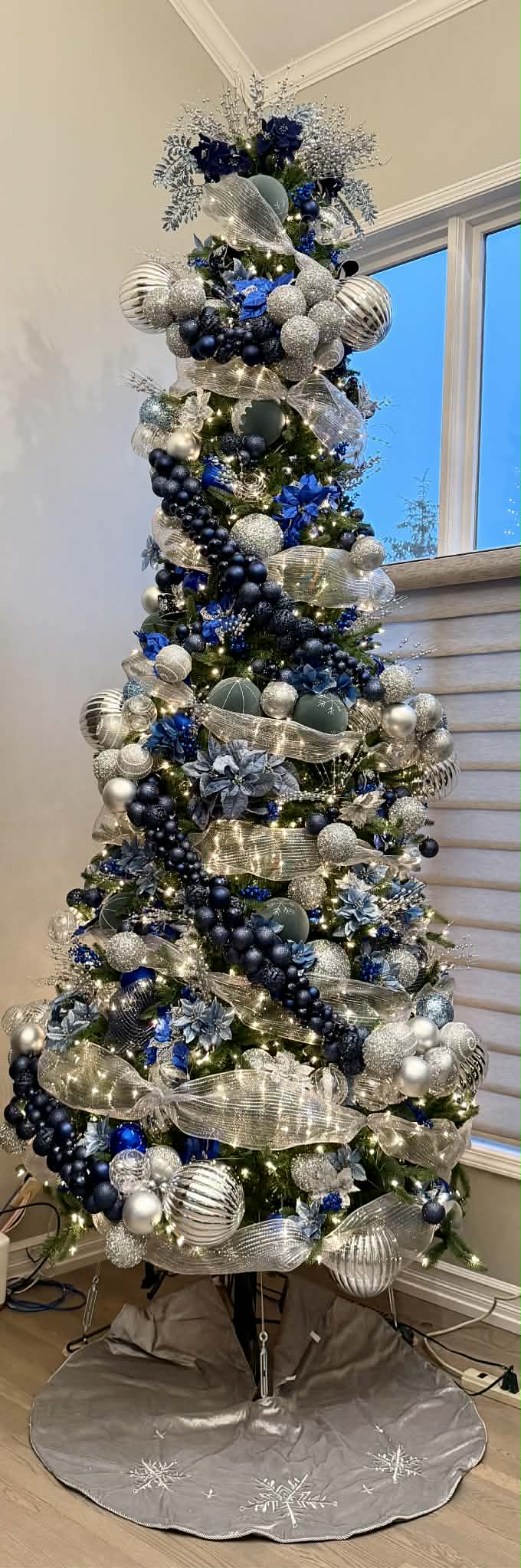 Enchanting Silver and Blue 12 Foot Spruce Christmas Tree
