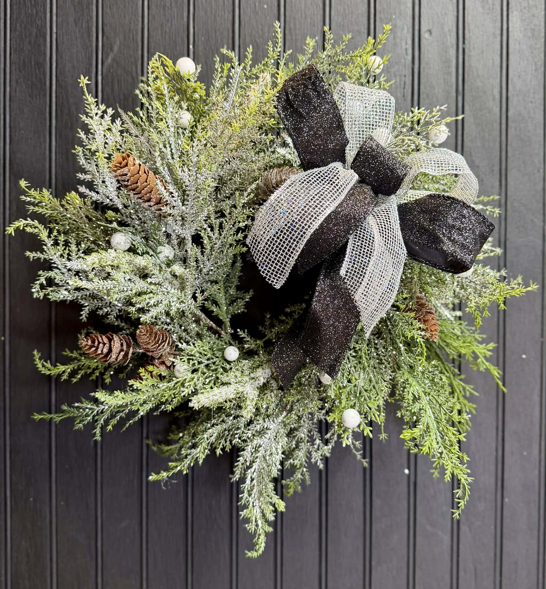 Frosted Pinecones and Berries 13" Norfolk Pine Wreath