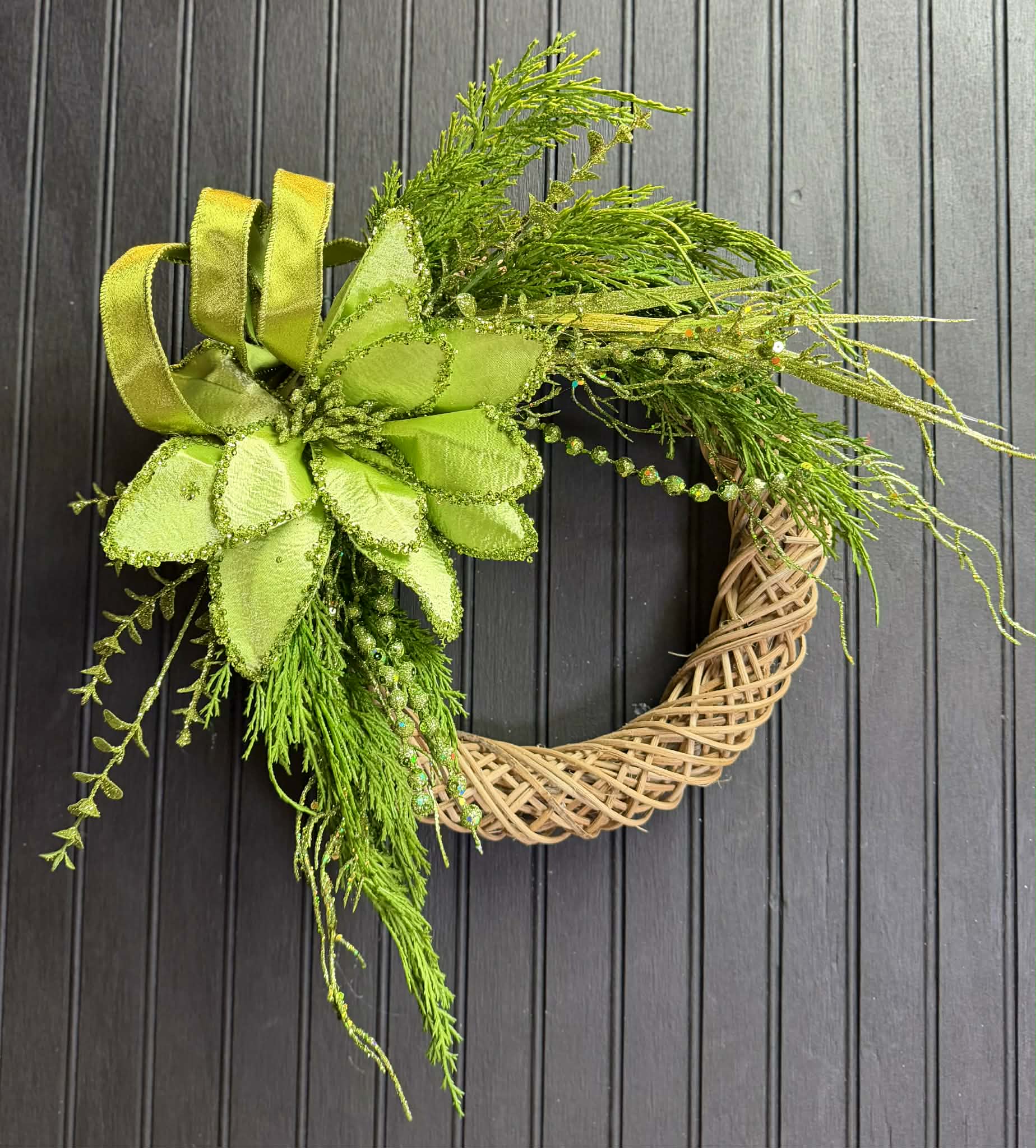 Lime Green Elegant Poinsettia 14" Wreath