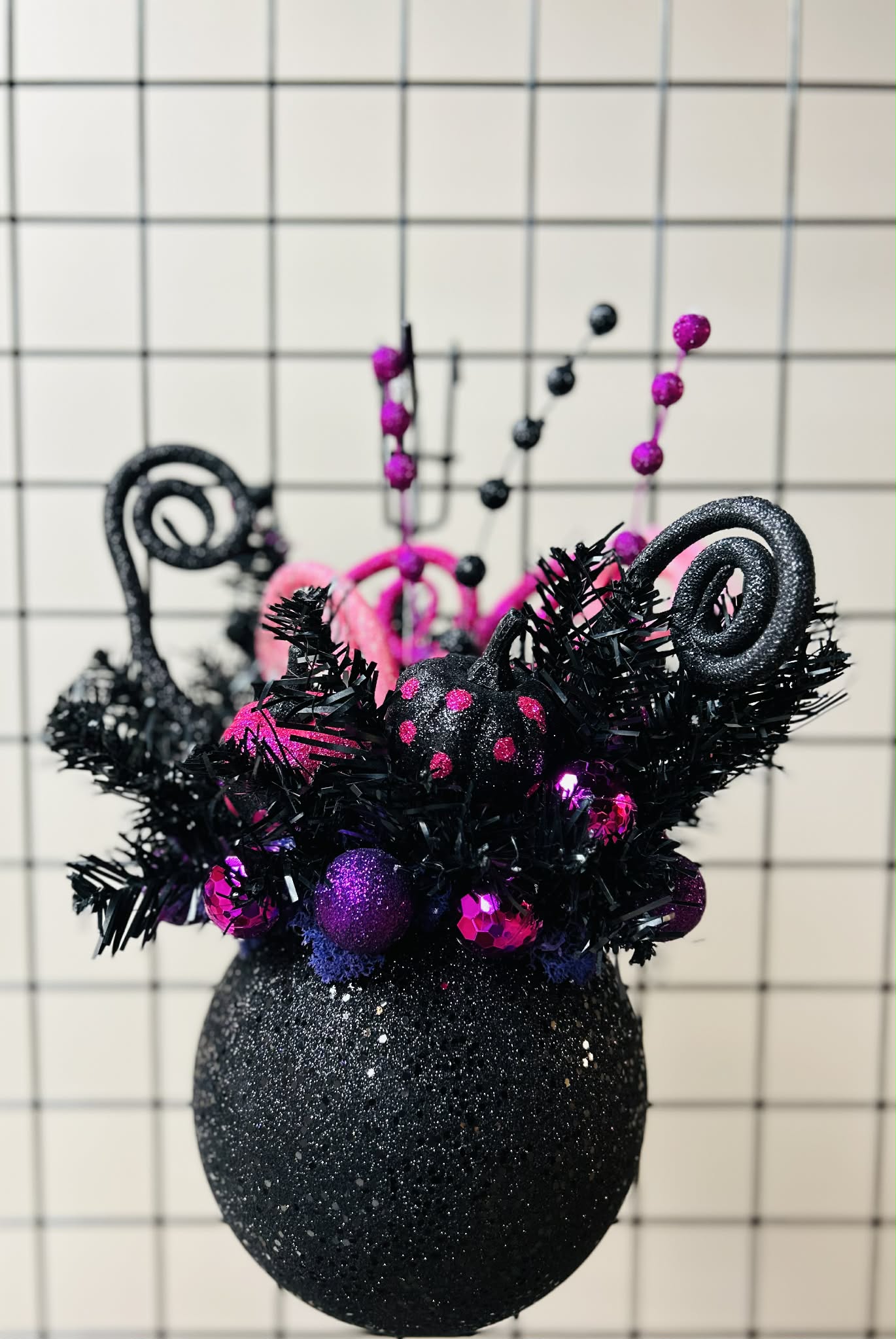 Black Glitter Halloween Ornament