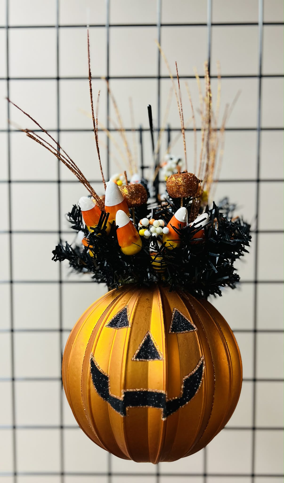 Happy Pumpkin Candy Corn Ornament