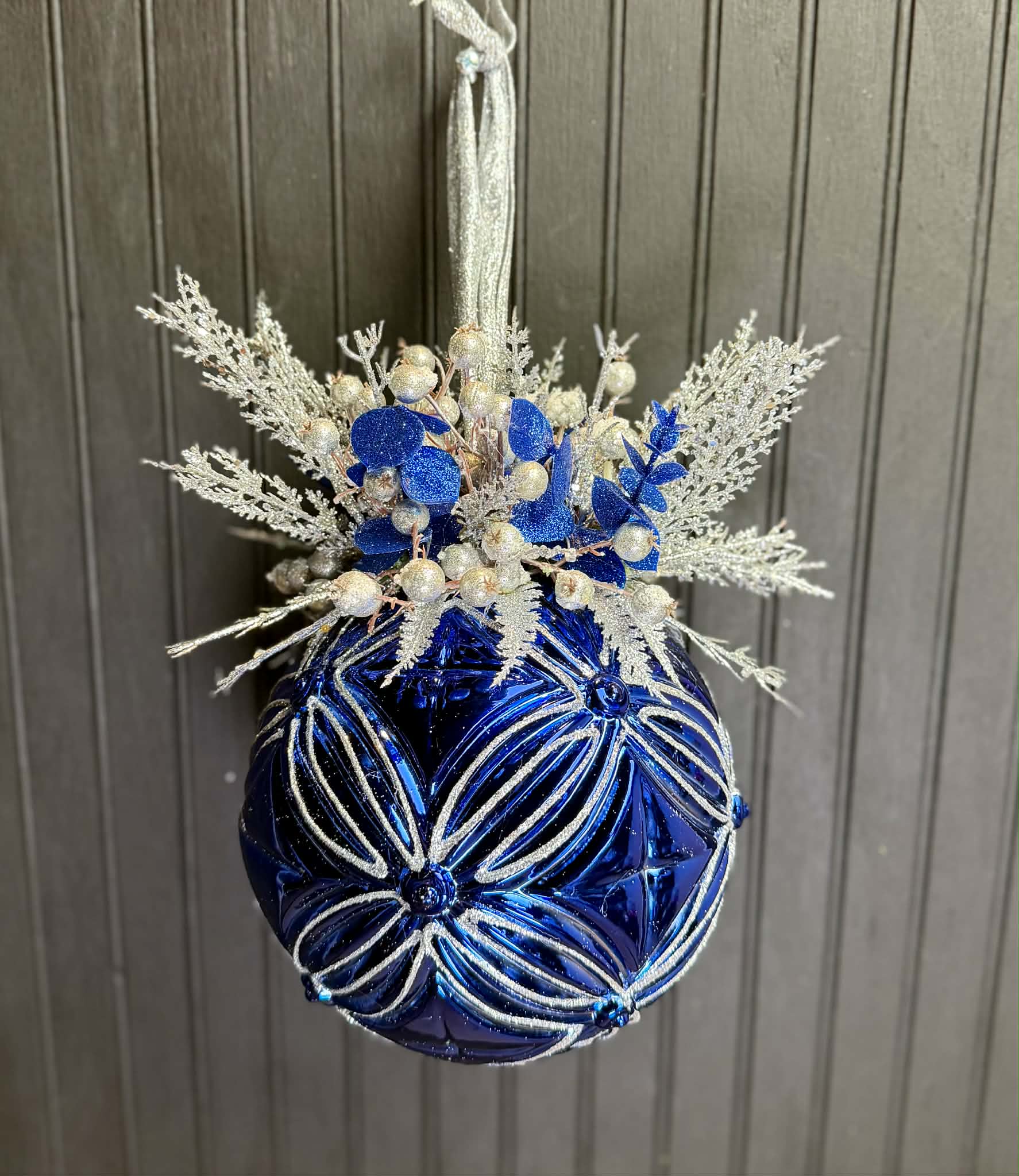 Royal Blue, Silver and White Ornament
